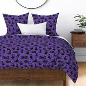 Large Scale Black Cats and Polkadots on Purple