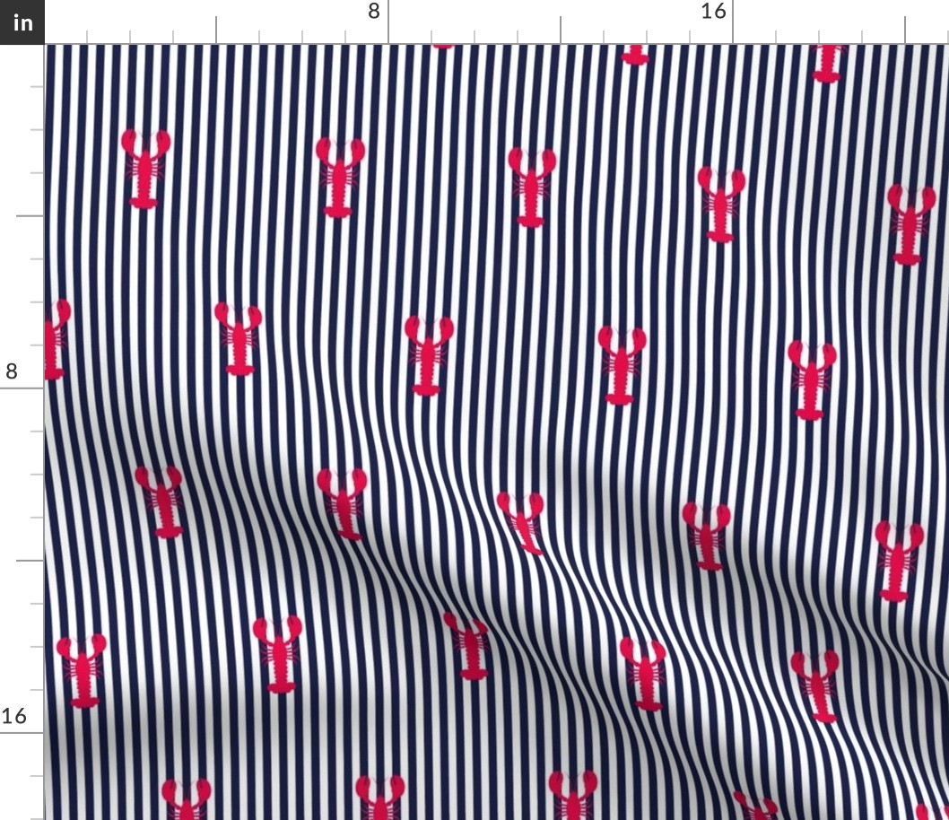 Preppy Nautical Red, White and Blue Lobster Stripe