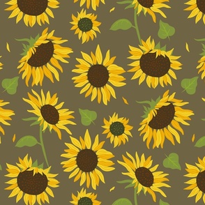 Summer Sunflower Field on earthen Background