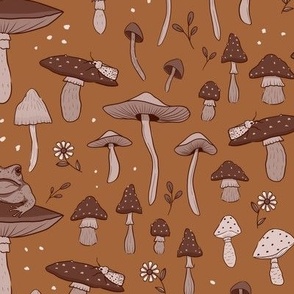 Mushrooms and frogs_earth tones 
