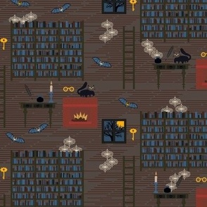 Dark-Academia-Library---S---cat-bat-spider-web-full-moon-ladder---SMALL