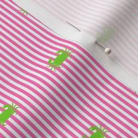 Preppy, Nautical Pink and White Stripe with Green Crabs