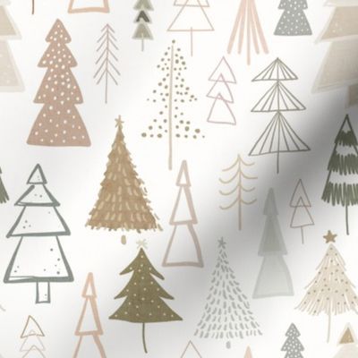 Boho Modern Christmas Trees Neutral