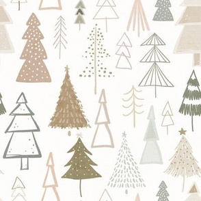 Boho Modern Christmas Trees Neutral