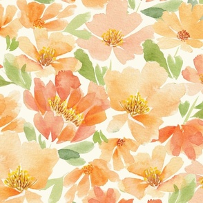 Peach Watercolor Florals - large