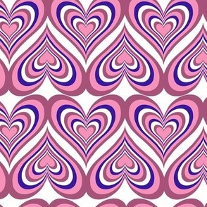 Retro Seventies Hearts - Raspberry/Candy Pink/Purple 70s - 12 inch