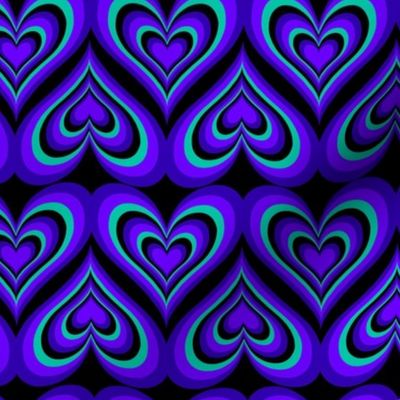 Seventies Retro Hearts - Electric Blue 70s - 12 inch