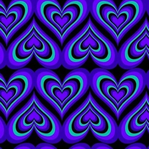 Seventies Retro Hearts - Electric Blue 70s - 12 inch