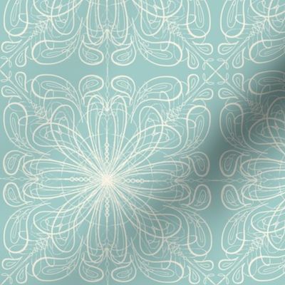 Ice Queen Snowflakes - Teal/Cream - 8 inch