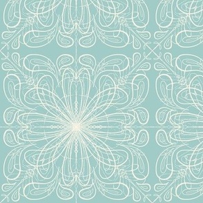 Ice Queen Snowflakes - Teal/Cream - 8 inch