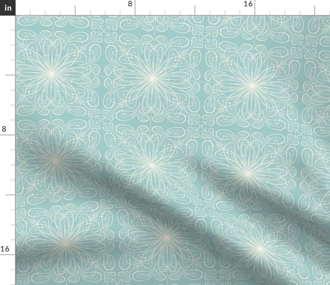 Ice Queen Snowflakes - Teal/Cream - 8 inch