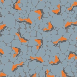 Koi pond with orange fish