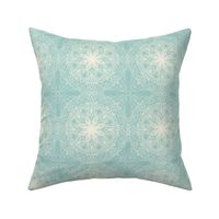 Delicate Lace Winter Snowflake - Light Teal/Ivory - 6 inch
