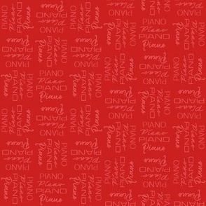 Piano words, text,  red 