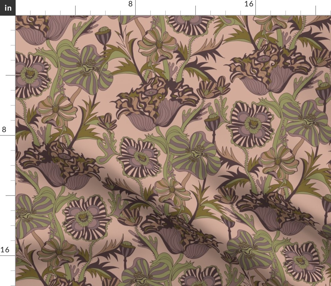 Victorian Florals - Blush Pink/Olive/Lilac - 20 inch