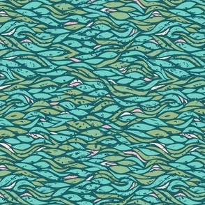 Abstract Waves in Teal and Pink - Small Scale