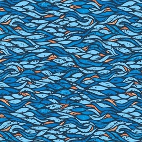 Abstract Waves in Blue and Orange - Small Scale