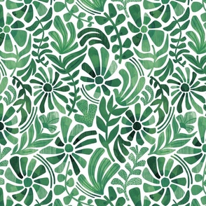 Green Monochrome Floral - Small Scale