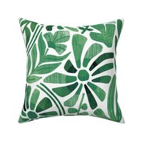 Green Monochrome Floral - Large Scale