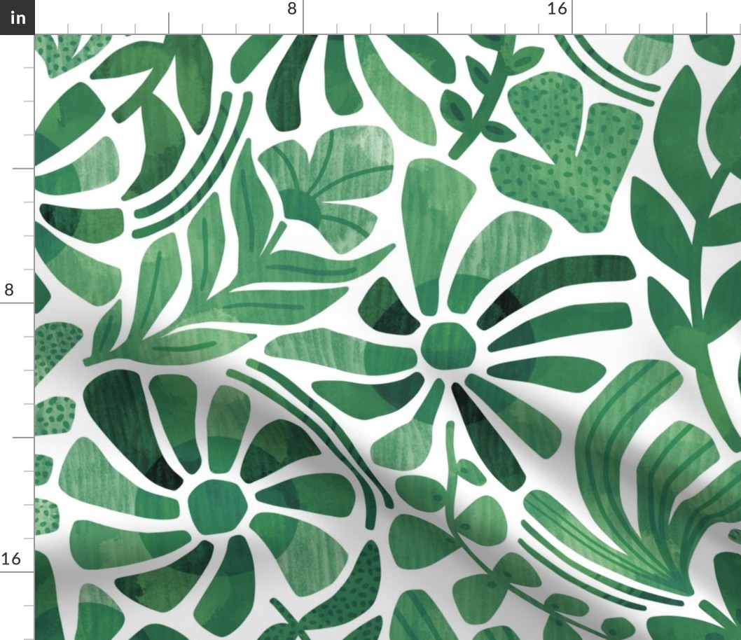 Green Monochrome Floral - Large Scale