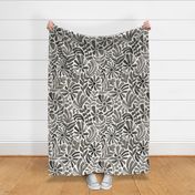 Gray Monochrome Floral - Large Scale