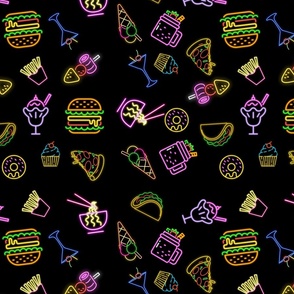 80s Neon Food on black repeat