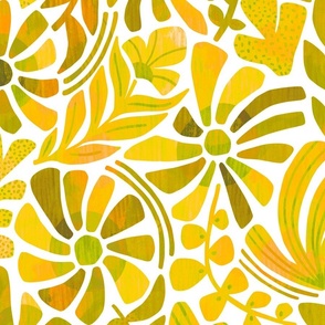 Yellow Monochrome Floral - Large Scale