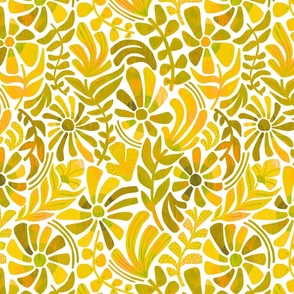Yellow Monochrome Floral - Small Scale