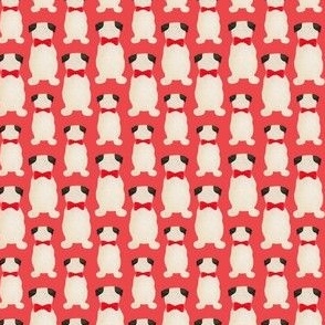 White Pug Dog on Red Background, Mini, 20 