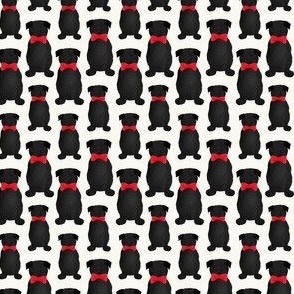 Black Pug  Dog with Red Bow, Mini, 20 