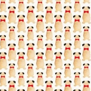 Yellow Pug Dog with Red Bow, Mini,  20 