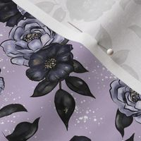 Moonlight Flowers Halloween Floral Purple & Black