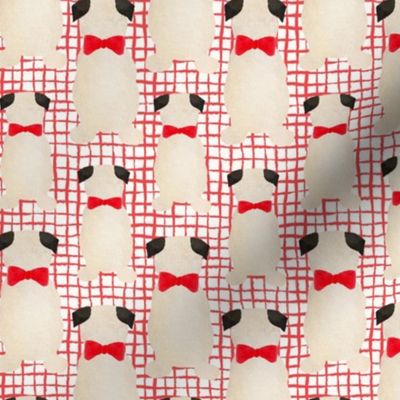 Christmas Pug- White Dog on Red Plaid, 50