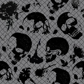 Dark Academia: Skulls, Roses, and Mourning Veil- Grey by Brittanylane