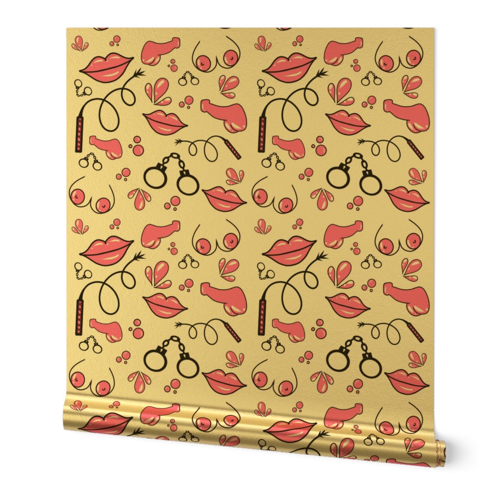 NSFW Adult Boobs Penis Handcuffs Lips Wallpaper | Spoonflower