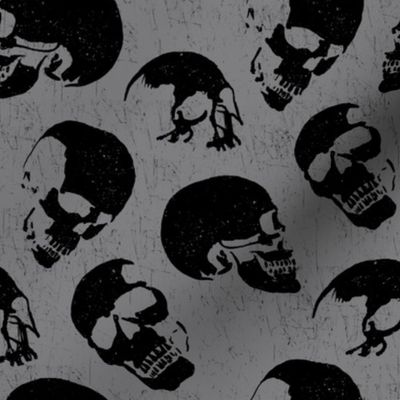 Spooky Skulls, Black on Grey by Brittanylane