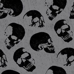 Spooky Skulls, Black on Grey by Brittanylane