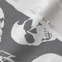 Spooky Skulls, White on Grey by Brittanylane