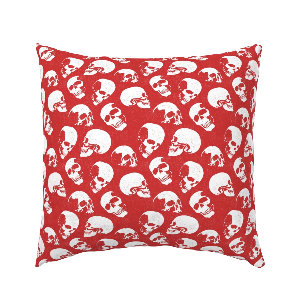 Spooky Skulls, White on Red by Brittanylane