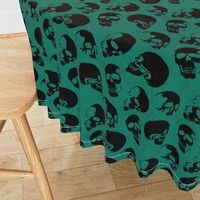 Spooky Skulls, Black on Green by Brittanylane