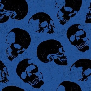 Spooky Skulls, Black on Blue by Brittanylane