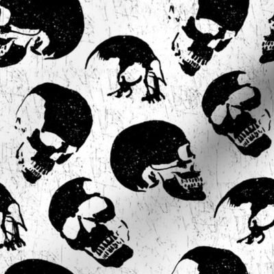 Spooky Skulls, Black on White by Brittanylane