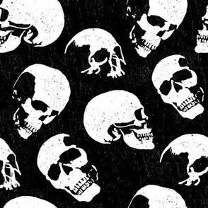 Spooky Skulls, White on Black by Brittanylane