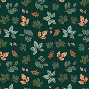 Autumn leaves - lush oak chestnut birch and maple leaf fall garden in blush beige green on pine SMALL