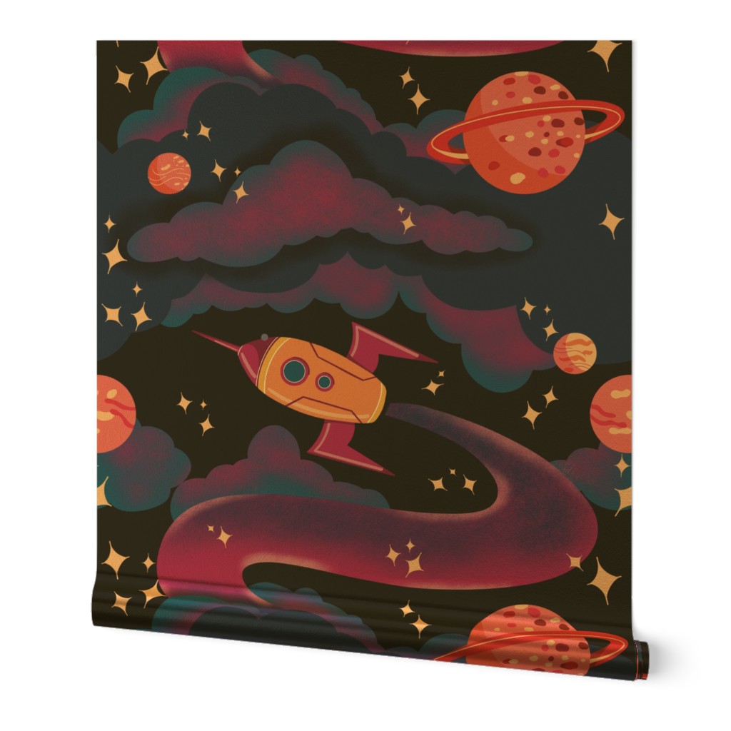 Space Rocket - Vibrant planets illustration