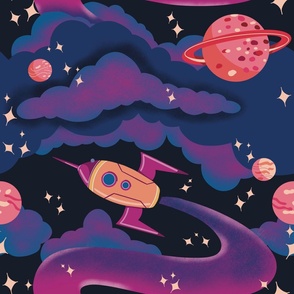 Space Rocket - Vibrant planets illustration