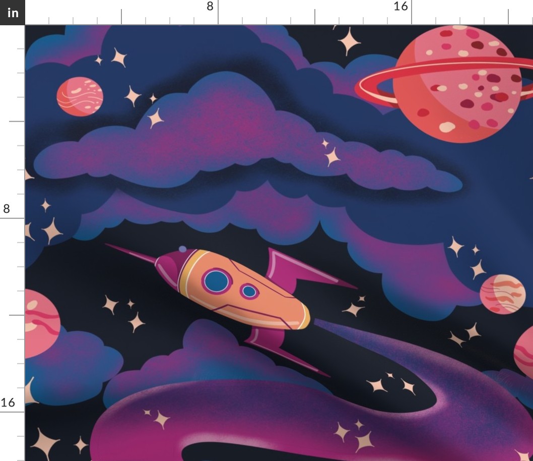 Space Rocket - Vibrant planets illustration
