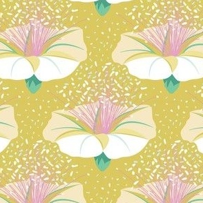 Bright Happy Floral Vintage Flowers - mustard