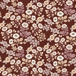 [medium] Earthy Autumn Flowers on Brown