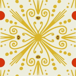 Sophisticated-Retro-Christmas-stars---L---BEIGE-yellow-red-brown---LARGE